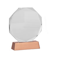 A98 Trofeo Galvano de Cristal "RUNE" con base encobrizada.